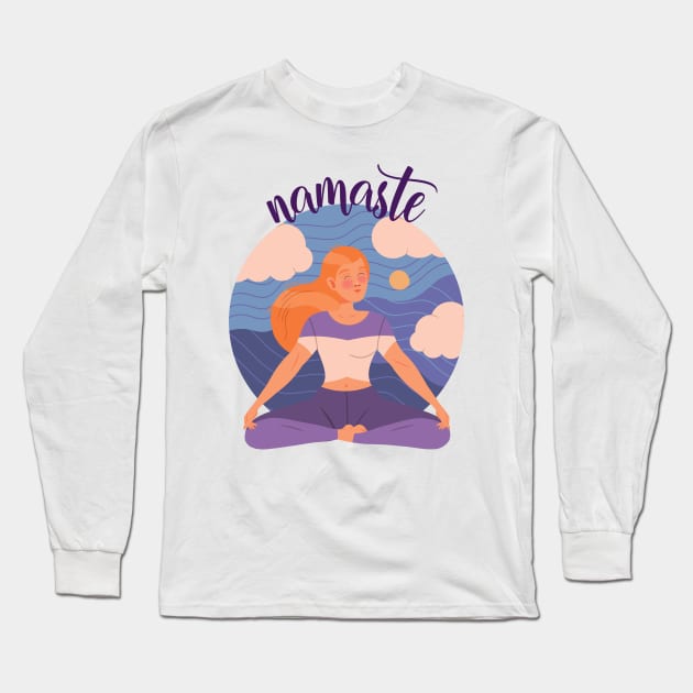 Namaste Yoga Workout Meditation Yoga Yoga Instructor Hatha Yoga Long Sleeve T-Shirt by Popa Ionela